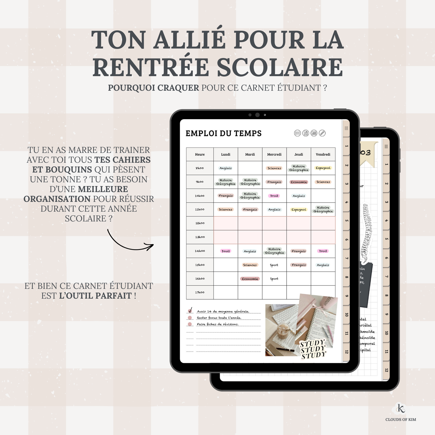 CARNET ÉTUDIANT (BEIGE)