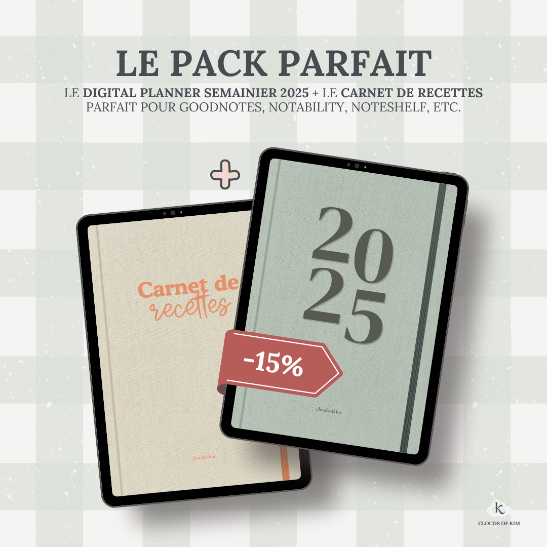 DIGITAL PLANNER SEMAINIER + CARNET DE RECETTES