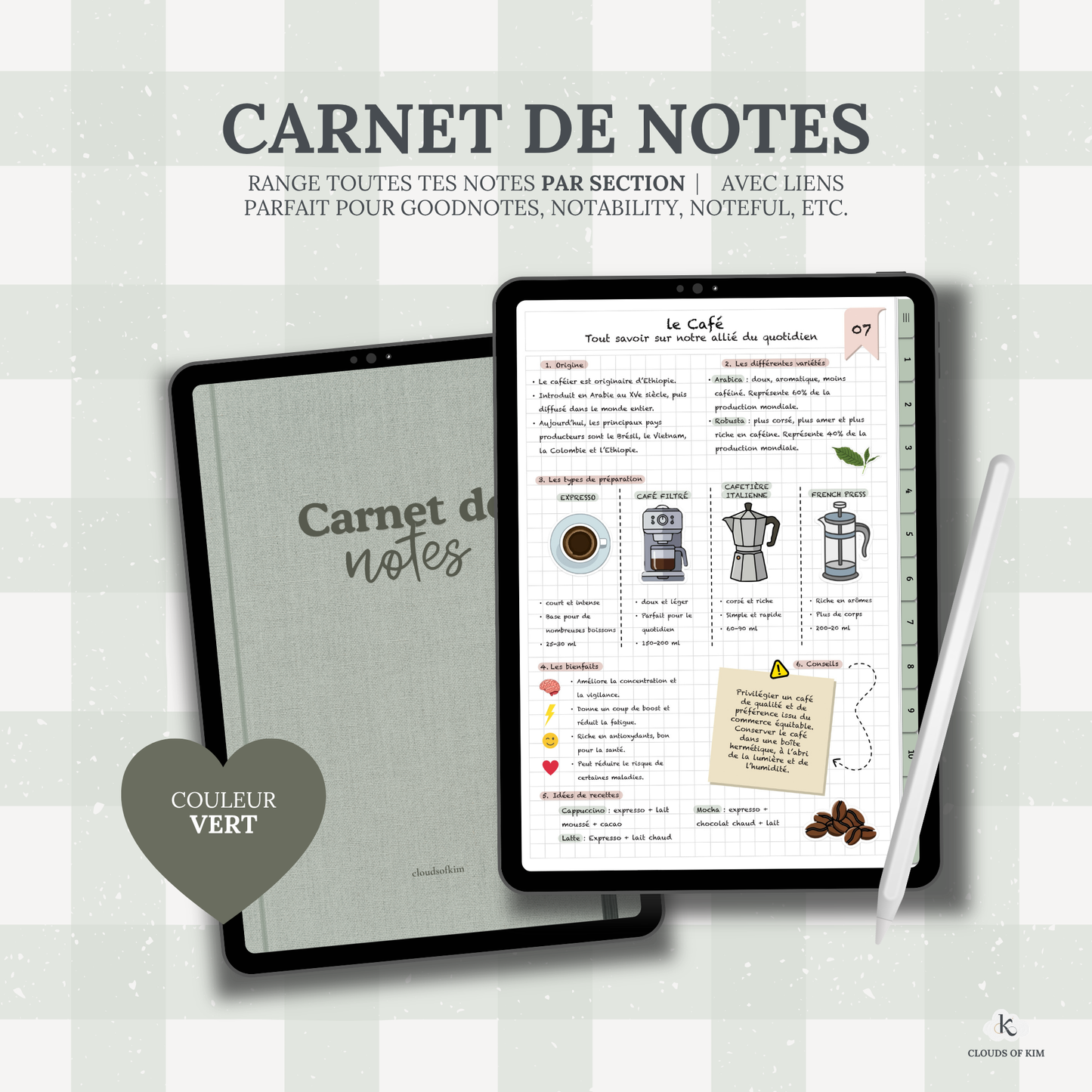 CARNET DE NOTES (VERT)