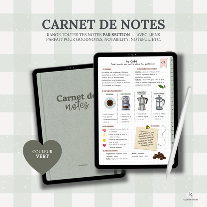 CARNET DE NOTES (VERT)