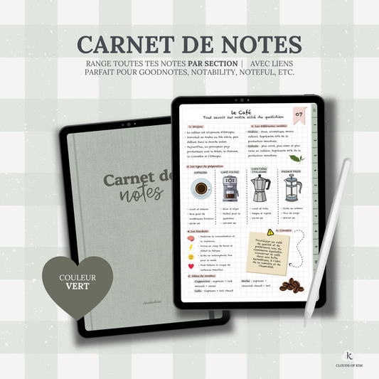 CARNET DE NOTES (VERT)