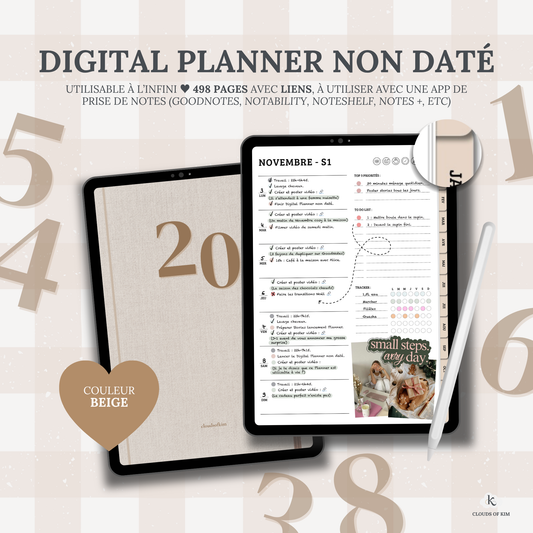 DIGITAL PLANNER NON DATÉ (BEIGE)