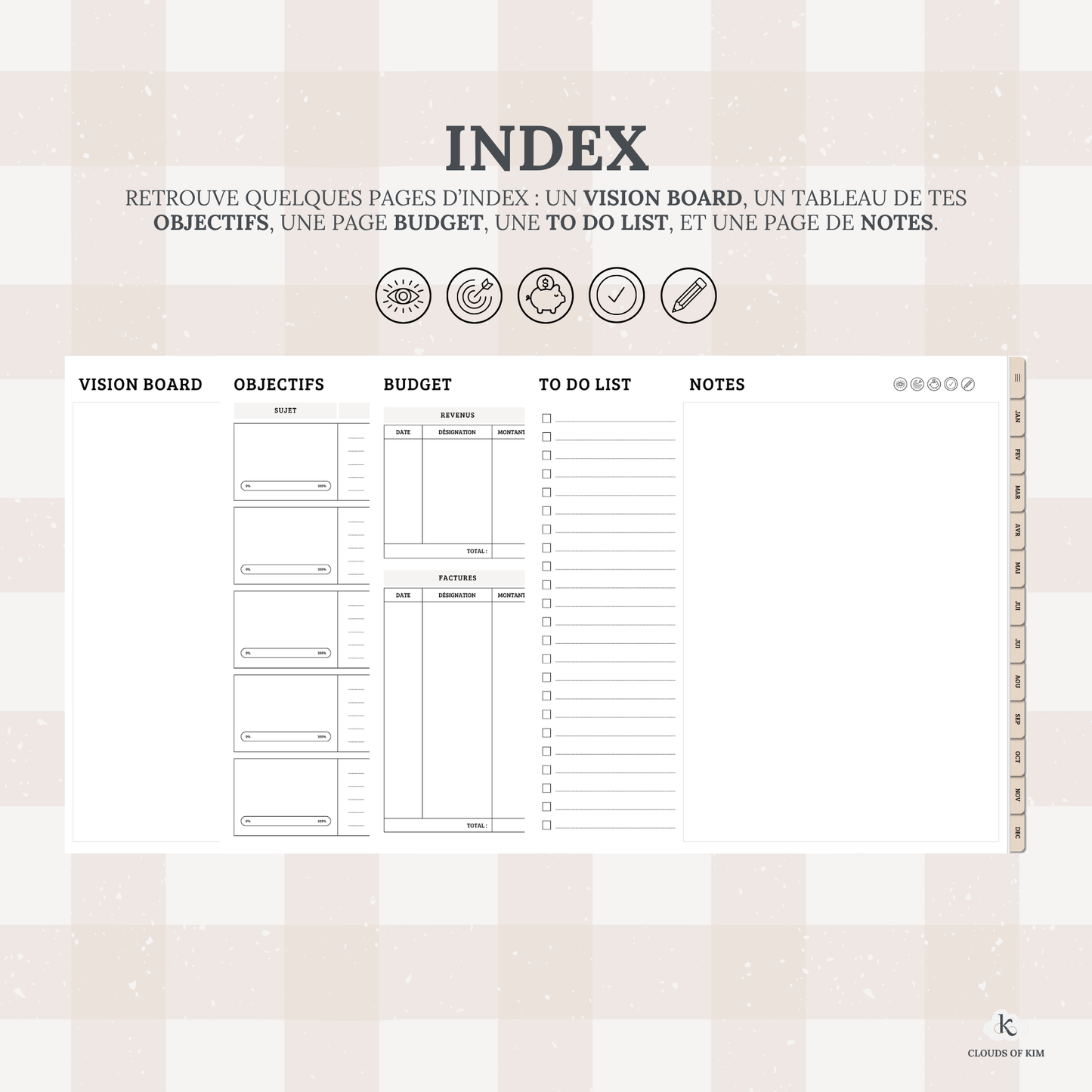 DIGITAL PLANNER NON DATÉ (BEIGE)