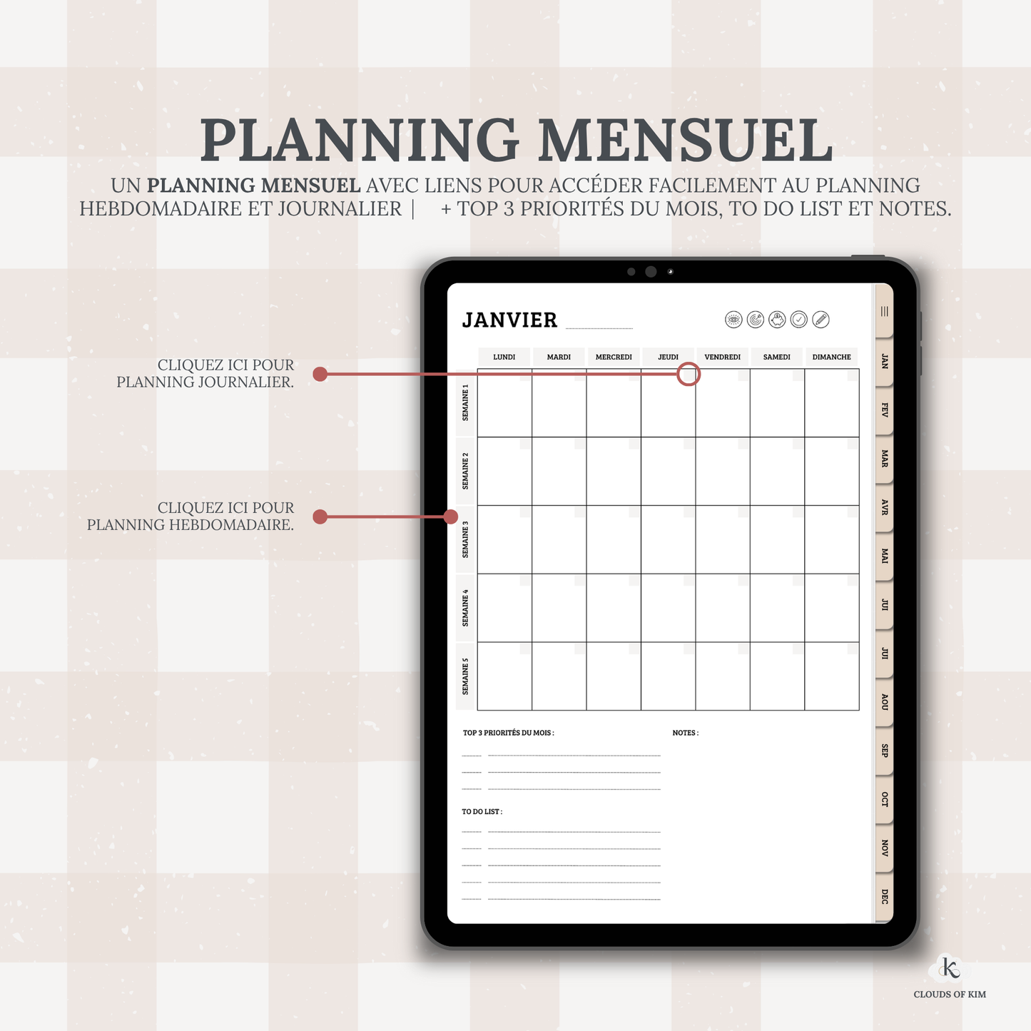 DIGITAL PLANNER NON DATÉ (BEIGE)