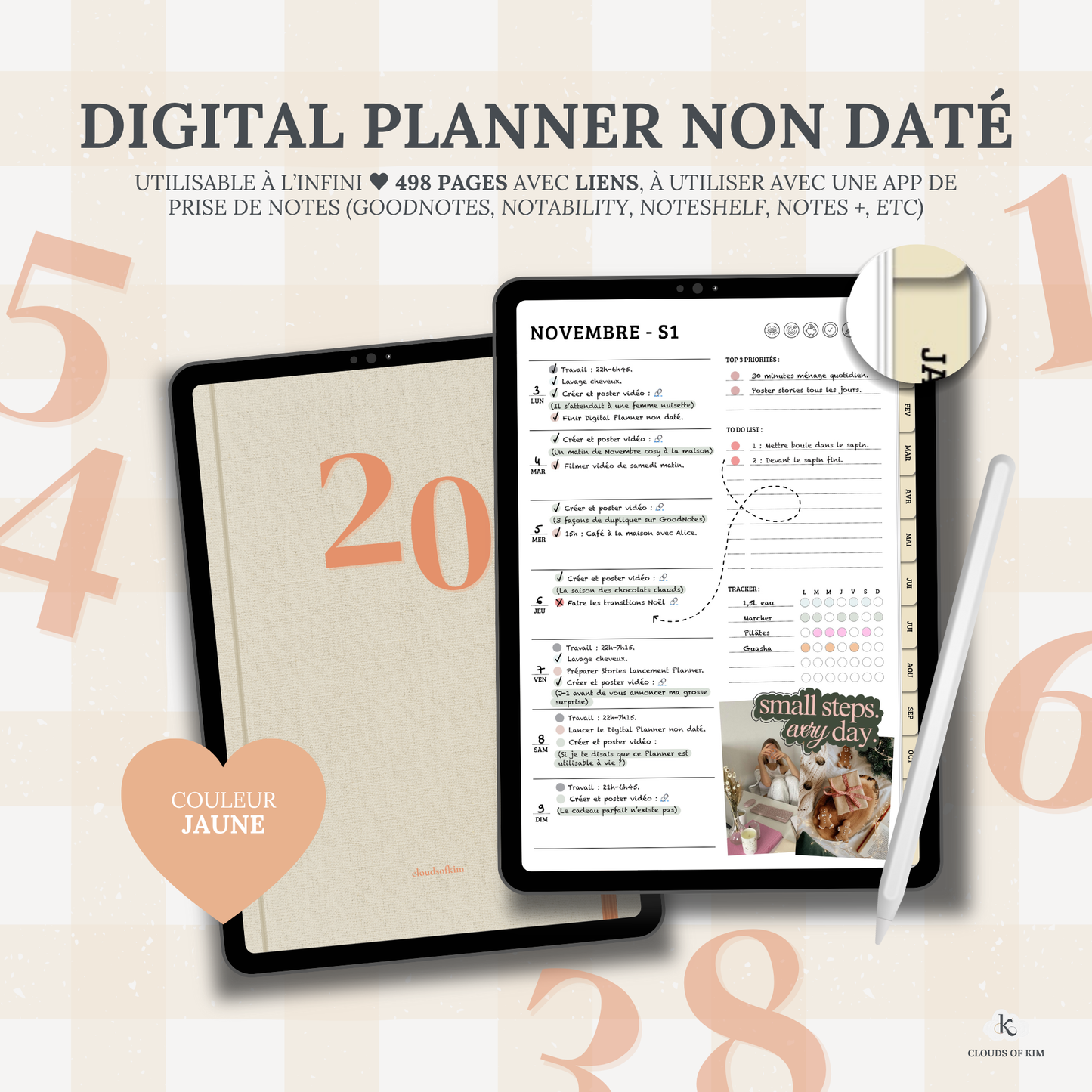 DIGITAL PLANNER NON DATÉ (JAUNE)