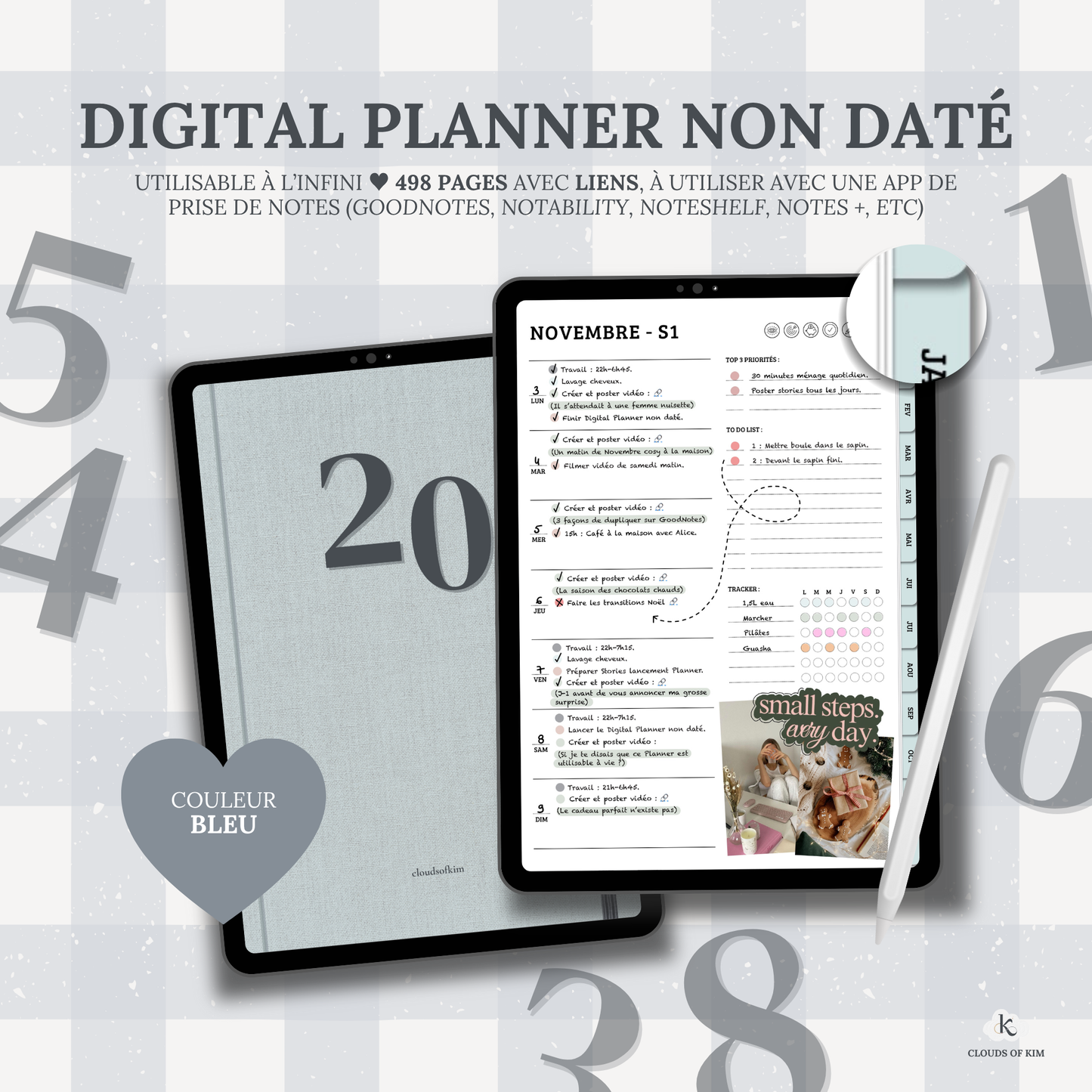 DIGITAL PLANNER NON DATÉ (BLEU)