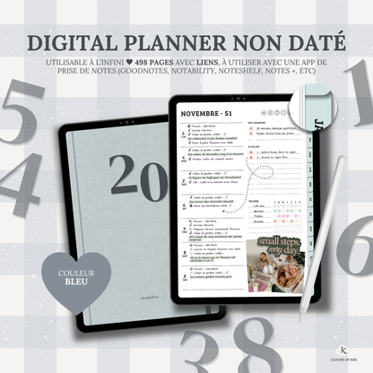 DIGITAL PLANNER NON DATÉ (BLEU)